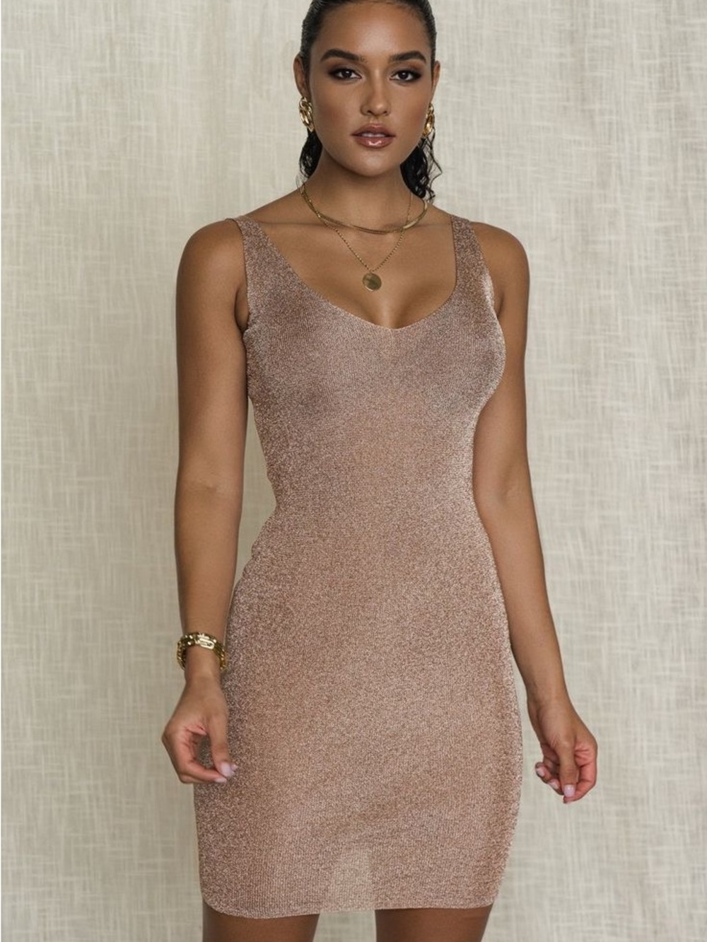 JLUXLABEL Metallic Rose Mini Dress